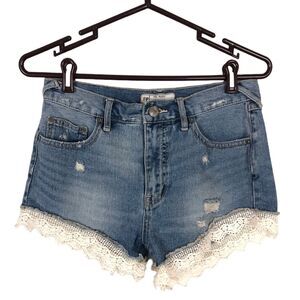 Free People Crochet Edge Distressed Shorts Women's Size 26